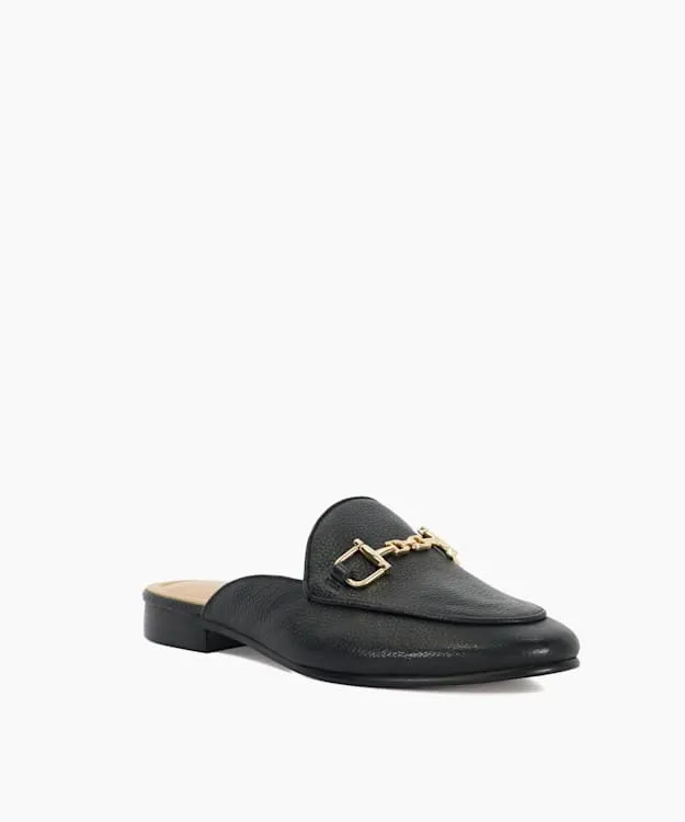 Glairing Black Branded Snaffle Trim Backless Loafers Dune London Black Women Dune London Flat Shoes Glairing Black Branded Snaffle Trim Backless Loafers Dune London Black Women Dune London Flat Shoes
