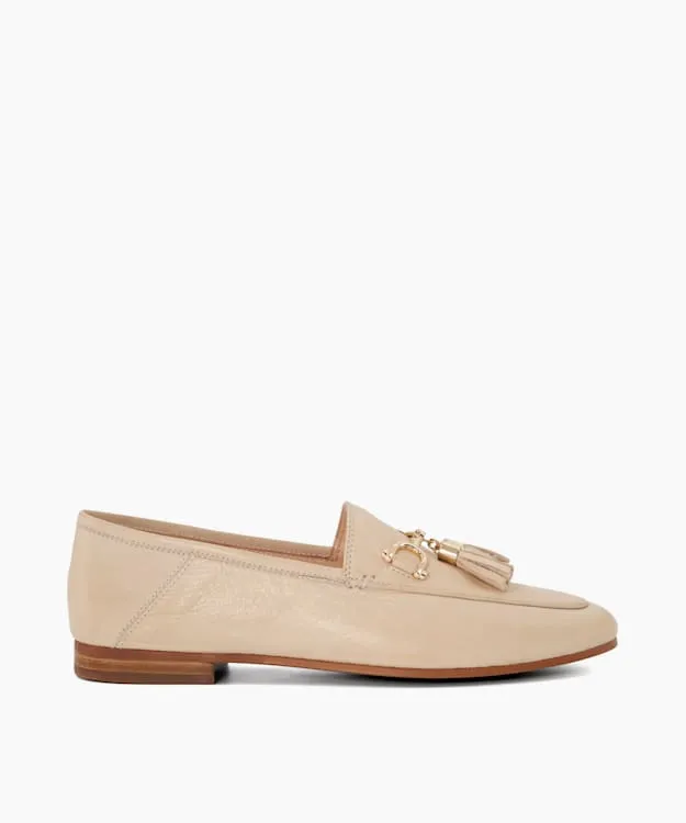 Graysons Ecru Tassel Trimmed Loafers Dune London Neutral Women Dune London Flat Shoes