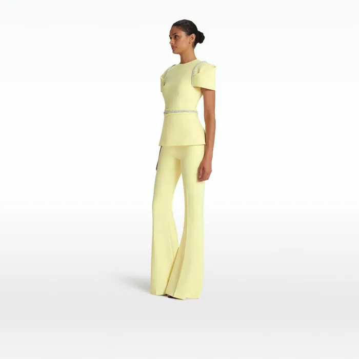 Halluana Pale Yellow Trousers Women Safiyaa Trousers