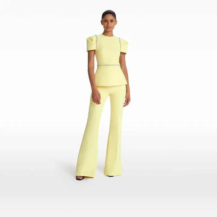 Halluana Pale Yellow Trousers Women Safiyaa Trousers