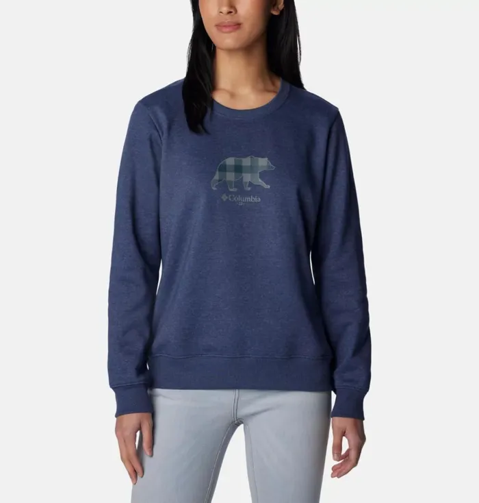 Hart Mountain II Graphic Crew Nocturnal Heather Bearly Plaid Womens Columbia Sportswear Sweatshirts and Hoodies Hart Mountain II Graphic Crew Nocturnal Heather Bearly Plaid Womens Columbia Sportswear Sweatshirts and Hoodies