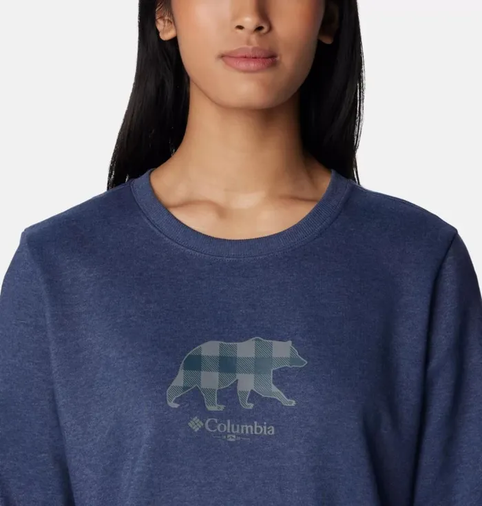 Hart Mountain II Graphic Crew Nocturnal Heather Bearly Plaid Womens Columbia Sportswear Sweatshirts and Hoodies Hart Mountain II Graphic Crew Nocturnal Heather Bearly Plaid Womens Columbia Sportswear Sweatshirts and Hoodies