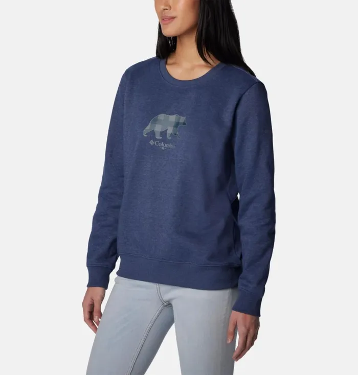 Hart Mountain II Graphic Crew Nocturnal Heather Bearly Plaid Womens Columbia Sportswear Sweatshirts and Hoodies Hart Mountain II Graphic Crew Nocturnal Heather Bearly Plaid Womens Columbia Sportswear Sweatshirts and Hoodies