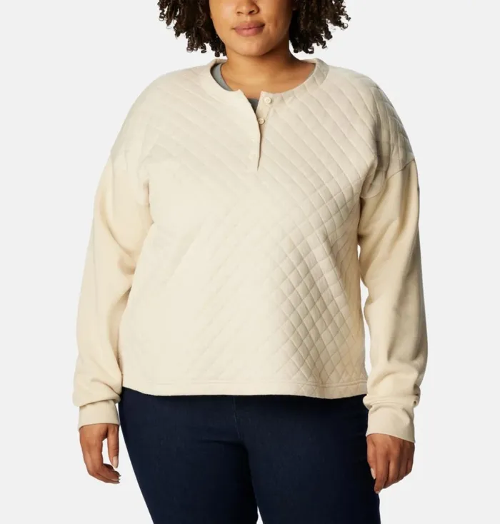 Hart Mountain Quilted Crew 8211 Plus Size Chalk Womens Columbia Sportswear Pullovers and Tops Hart Mountain Quilted Crew 8211 Plus Size Chalk Womens Columbia Sportswear Pullovers and Tops