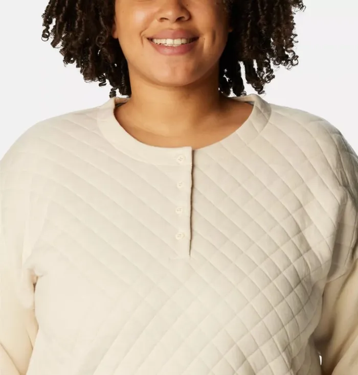 Hart Mountain Quilted Crew 8211 Plus Size Chalk Womens Columbia Sportswear Pullovers and Tops Hart Mountain Quilted Crew 8211 Plus Size Chalk Womens Columbia Sportswear Pullovers and Tops