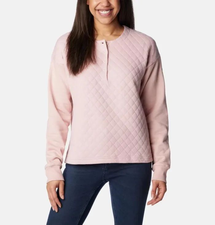 Hart Mountain Quilted Crew Dusty Pink Womens Columbia Sportswear Pullovers and Tops