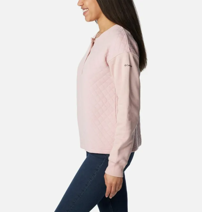 Hart Mountain Quilted Crew Dusty Pink Womens Columbia Sportswear Pullovers and Tops Hart Mountain Quilted Crew Dusty Pink Womens Columbia Sportswear Pullovers and Tops