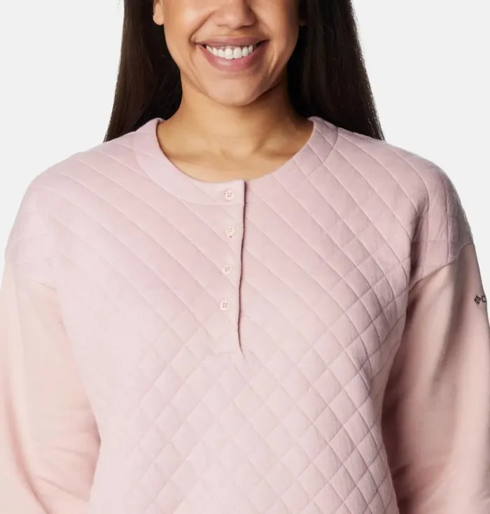 Hart Mountain Quilted Crew Dusty Pink Womens Columbia Sportswear Pullovers and Tops Hart Mountain Quilted Crew Dusty Pink Womens Columbia Sportswear Pullovers and Tops