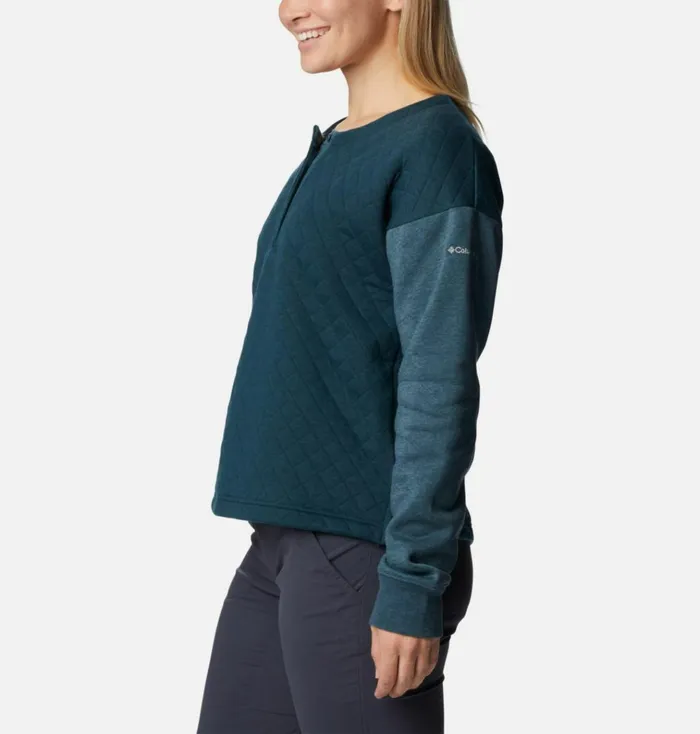 Hart Mountain Quilted Crew Night Wave Heather Womens Columbia Sportswear Pullovers and Tops Hart Mountain Quilted Crew Night Wave Heather Womens Columbia Sportswear Pullovers and Tops