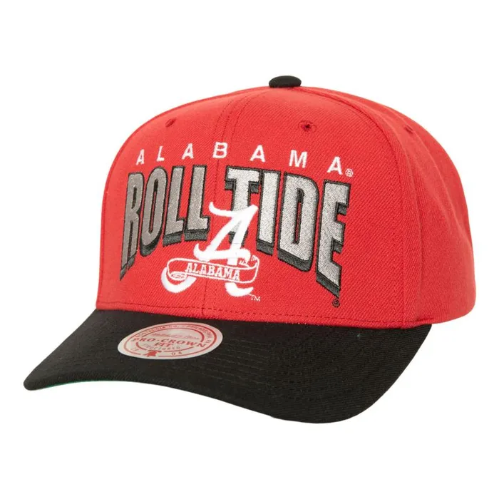 Hats and Headwear Men Mitchell and Ness Boom Text Pro Snapback V University Of Alabama