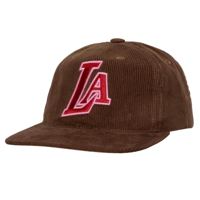 Hats and Headwear Men Mitchell and Ness BSB Cord Deadstock Snapback HWC Los Angeles Lakers
