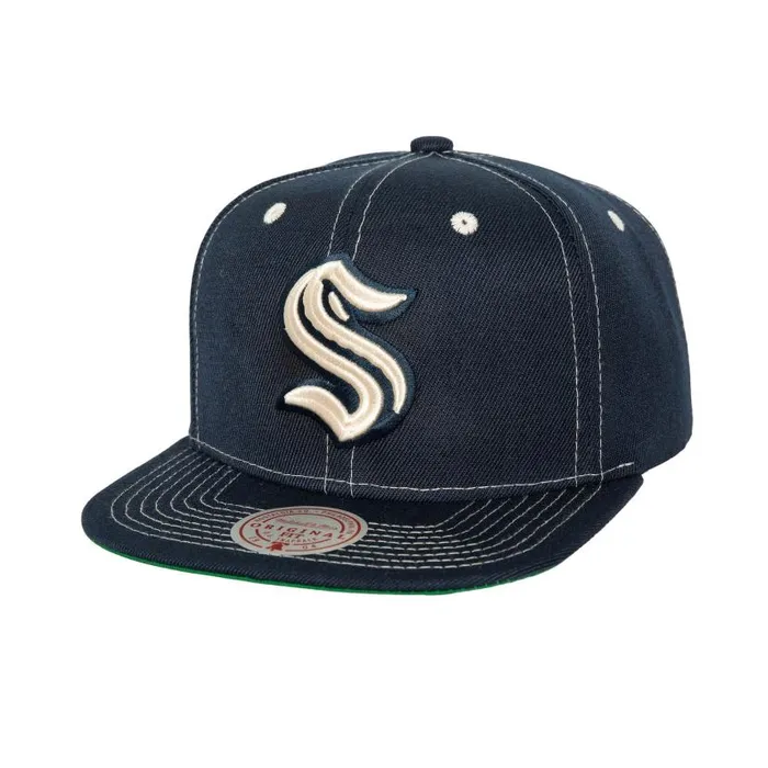 Hats and Headwear Men Mitchell and Ness Contrast Natural Snapback Seattle Kraken