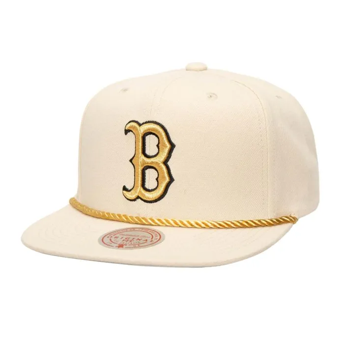 Hats and Headwear Men Mitchell and Ness Golden Ivory Snapback Boston Red Sox