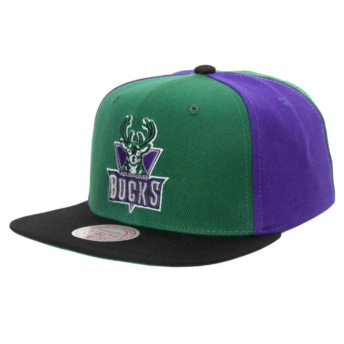 Hats and Headwear Men Mitchell and Ness On The Block Snapback HWC Milwaukee Bucks