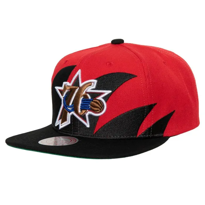 Hats and Headwear Men Mitchell and Ness Sharktooth Snapback HWC Philadelphia 76ers