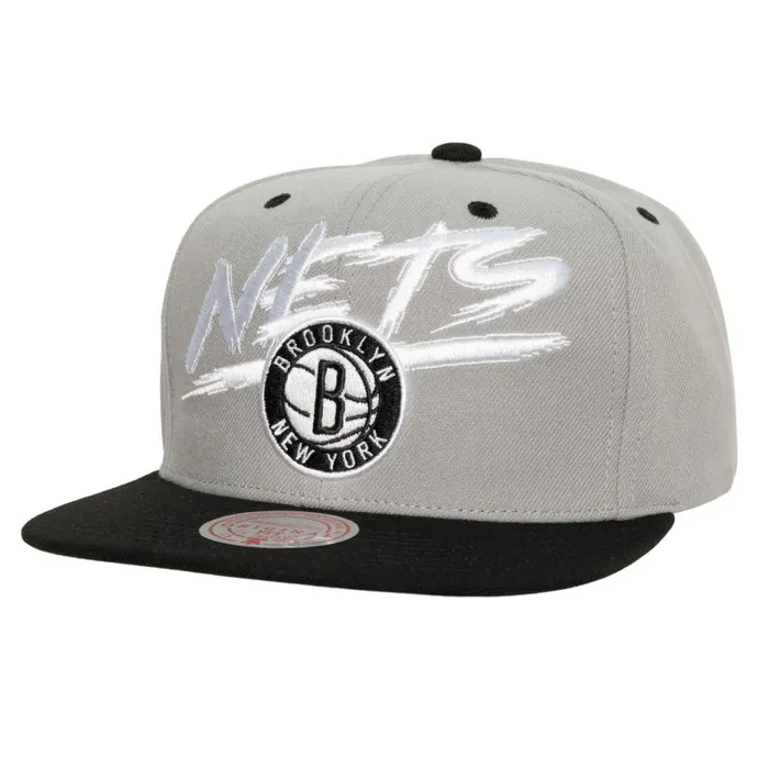 Hats and Headwear Men Mitchell and Ness Transcript Snapback Brooklyn Nets