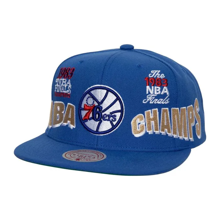 Hats and Headwear Men Mitchell and Ness World Champs Snapback HWC Philadelphia 76ers