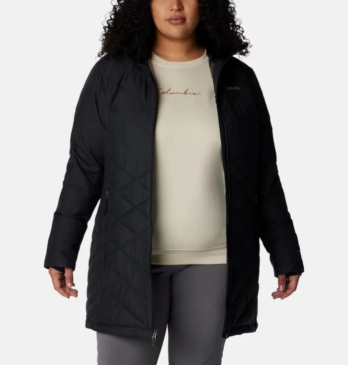 Heavenly Long Hooded Jacket 8211 Plus Size Black Womens Columbia Sportswear Insulated and Down Heavenly Long Hooded Jacket 8211 Plus Size Black Womens Columbia Sportswear Insulated and Down