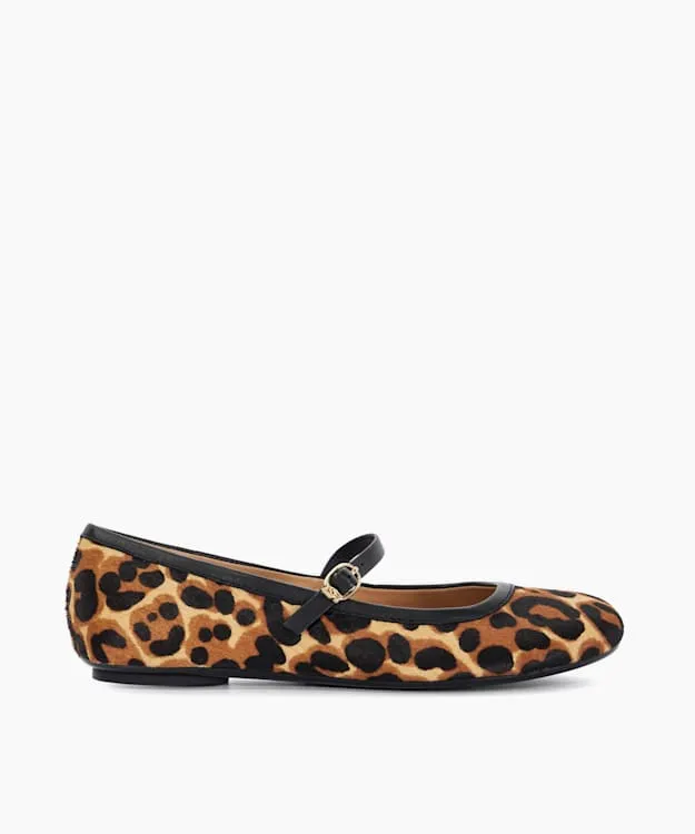 Heida Leopard Mary Jane Ballet Flats Dune London Animal Women Dune London Flat Shoes
