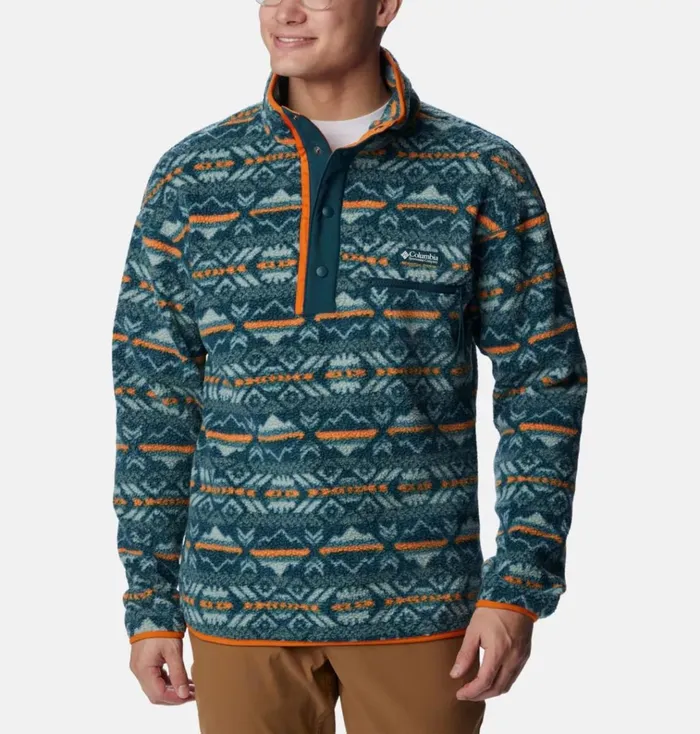 Helvetia Half Snap Fleece Night Wave Checkered Peaks Multi Mens Columbia Sportswear Pullovers and Tops