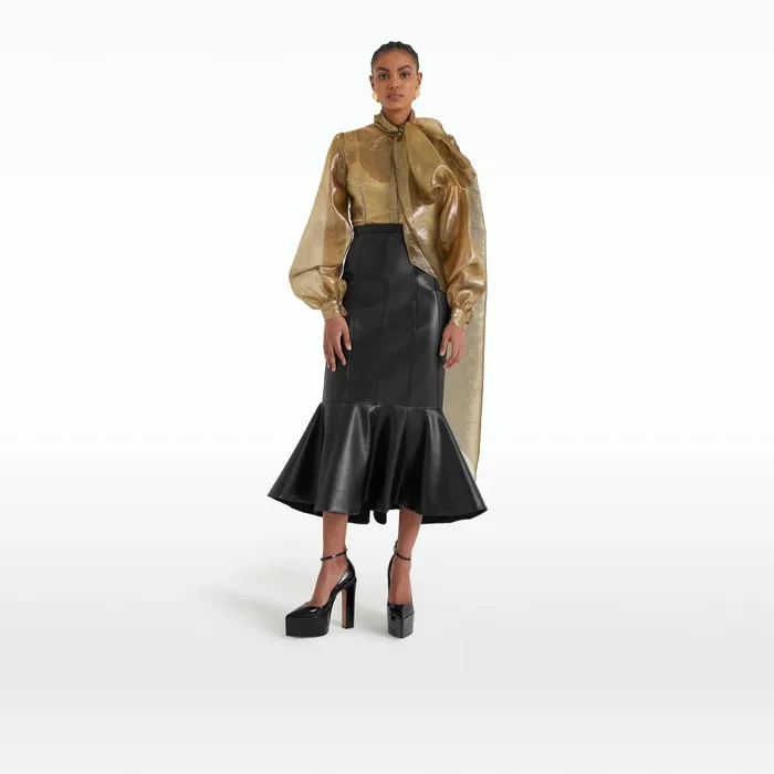 Henner Black Vegan Leather Skirt Women Safiyaa Skirts