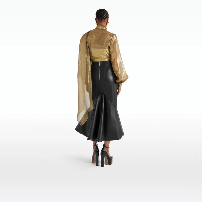 Henner Black Vegan Leather Skirt Women Safiyaa Skirts