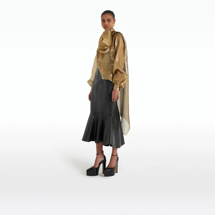 Henner Black Vegan Leather Skirt Women Safiyaa Skirts