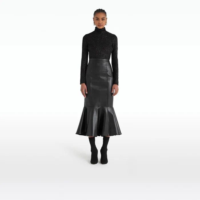 Henner Black Vegan Leather Skirt Women Safiyaa Skirts