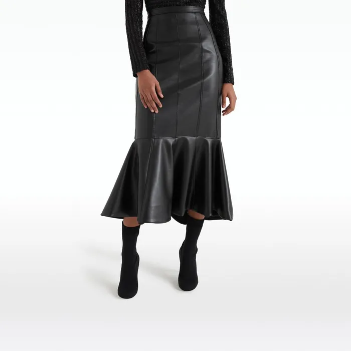 Henner Black Vegan Leather Skirt Women Safiyaa Skirts