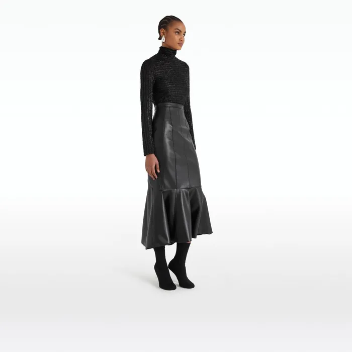 Henner Black Vegan Leather Skirt Women Safiyaa Skirts