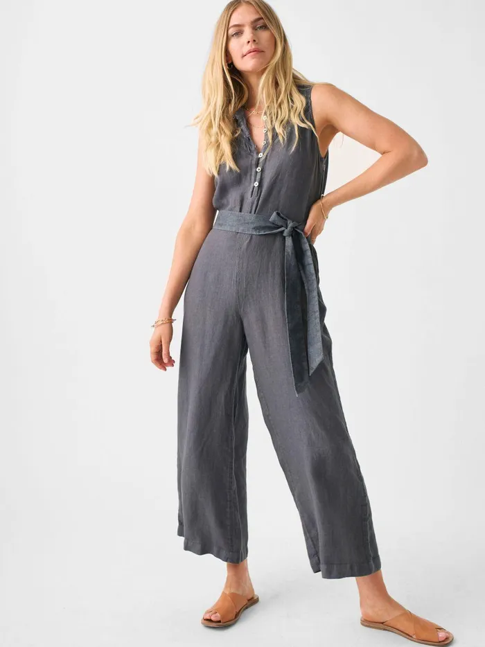 Hermosa Linen Jumpsuit 8211 Washed Black Washed Black Women Faherty Overalls and Jumpsuits Hermosa Linen Jumpsuit 8211 Washed Black Washed Black Women Faherty Overalls and Jumpsuits