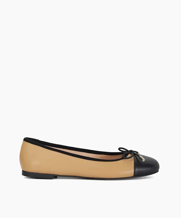 Highest Camel Toe Cap Ballet Pump Dune London Brown Women Dune London Flat Shoes