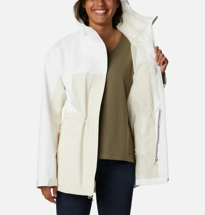 Hikebound Long Rain Jacket Chalk White Womens Columbia Sportswear Rain
