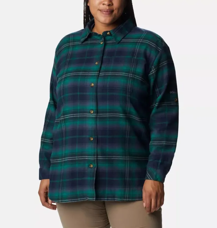 Holly Hideaway Flannel Shirt 8211 Plus Size Spruce Multi Tartan Womens Columbia Sportswear Long Sleeve Holly Hideaway Flannel Shirt 8211 Plus Size Spruce Multi Tartan Womens Columbia Sportswear Long Sleeve