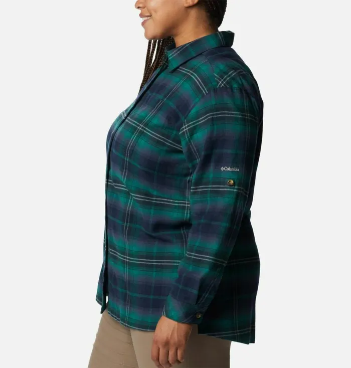 Holly Hideaway Flannel Shirt 8211 Plus Size Spruce Multi Tartan Womens Columbia Sportswear Long Sleeve Holly Hideaway Flannel Shirt 8211 Plus Size Spruce Multi Tartan Womens Columbia Sportswear Long Sleeve