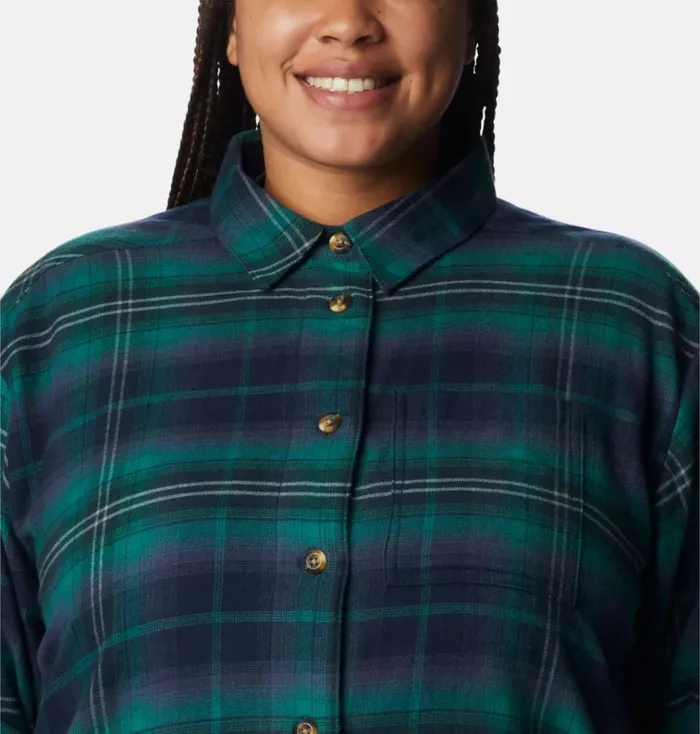 Holly Hideaway Flannel Shirt 8211 Plus Size Spruce Multi Tartan Womens Columbia Sportswear Long Sleeve Holly Hideaway Flannel Shirt 8211 Plus Size Spruce Multi Tartan Womens Columbia Sportswear Long Sleeve