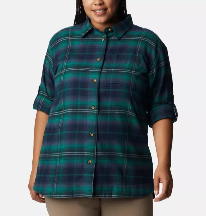 Holly Hideaway Flannel Shirt 8211 Plus Size Spruce Multi Tartan Womens Columbia Sportswear Long Sleeve Holly Hideaway Flannel Shirt 8211 Plus Size Spruce Multi Tartan Womens Columbia Sportswear Long Sleeve