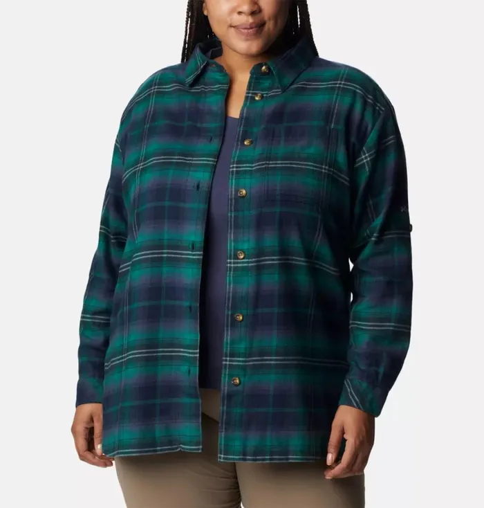 Holly Hideaway Flannel Shirt 8211 Plus Size Spruce Multi Tartan Womens Columbia Sportswear Long Sleeve Holly Hideaway Flannel Shirt 8211 Plus Size Spruce Multi Tartan Womens Columbia Sportswear Long Sleeve