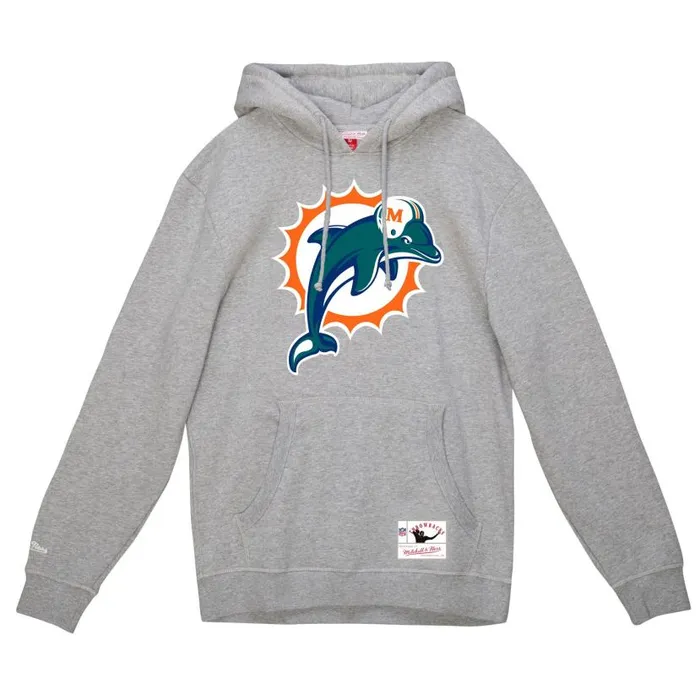 Hoodies and Sweatshirts Men Mitchell and Ness Basic Logo 3 Hoodie Miami Dolphins