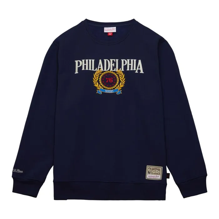 Hoodies and Sweatshirts Men Mitchell and Ness Collegiate Crew Fleece Philadelphia 76ers Hoodies and Sweatshirts Men Mitchell and Ness Collegiate Crew Fleece Philadelphia 76ers