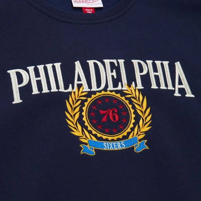 Hoodies and Sweatshirts Men Mitchell and Ness Collegiate Crew Fleece Philadelphia 76ers Hoodies and Sweatshirts Men Mitchell and Ness Collegiate Crew Fleece Philadelphia 76ers