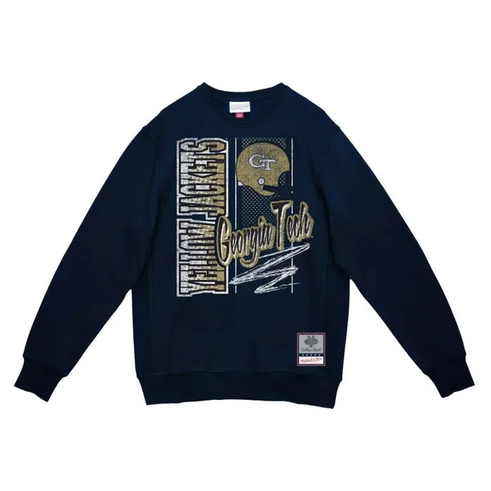 Hoodies and Sweatshirts Men Mitchell and Ness Halftime Script Crew Georgia Tech
