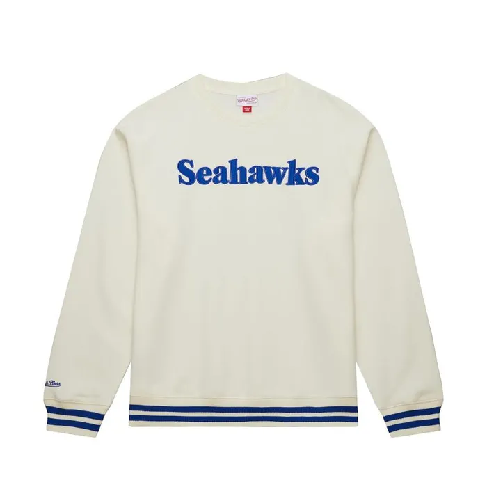 Hoodies and Sweatshirts Men Mitchell and Ness Heritage Fleece Crew Vintage Logo Seattle Seahawks Hoodies and Sweatshirts Men Mitchell and Ness Heritage Fleece Crew Vintage Logo Seattle Seahawks