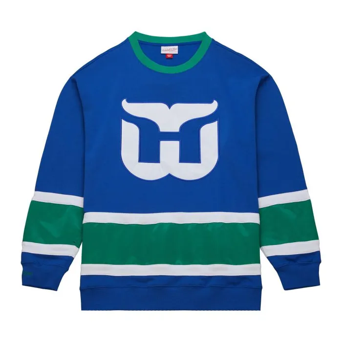 Hoodies and Sweatshirts Men Mitchell and Ness Satin Insert Fleece Crew Hartford Whalers