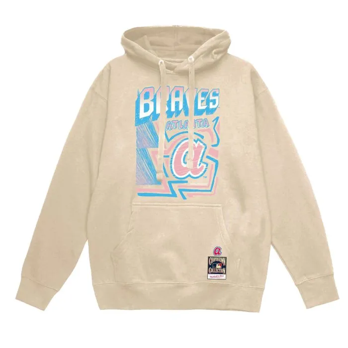 Hoodies and Sweatshirts Men Mitchell and Ness Sidewalk Sketch Hoodie Atlanta Braves