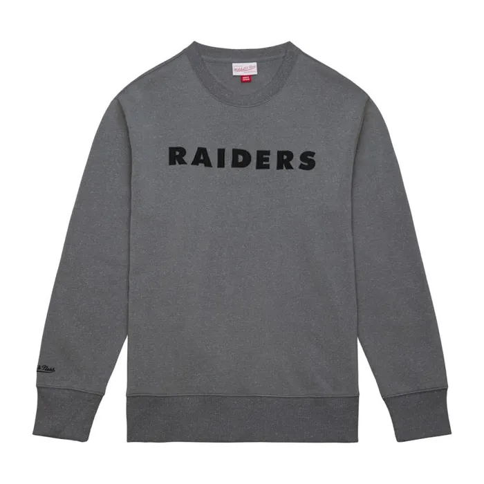 Hoodies and Sweatshirts Men Mitchell and Ness Snow Washed Fleece Crew Oakland Raiders