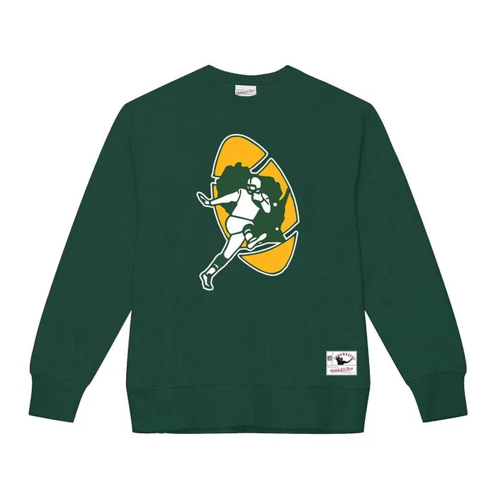 Hoodies and Sweatshirts Men Mitchell and Ness Team Basic 1 Crew Green Bay Packers