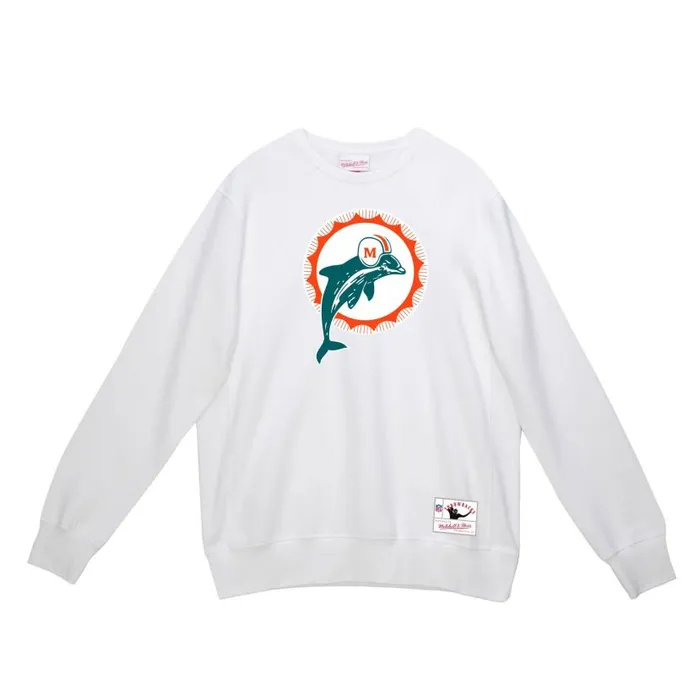 Hoodies and Sweatshirts Men Mitchell and Ness Team Basic 2 Crew Miami Dolphins