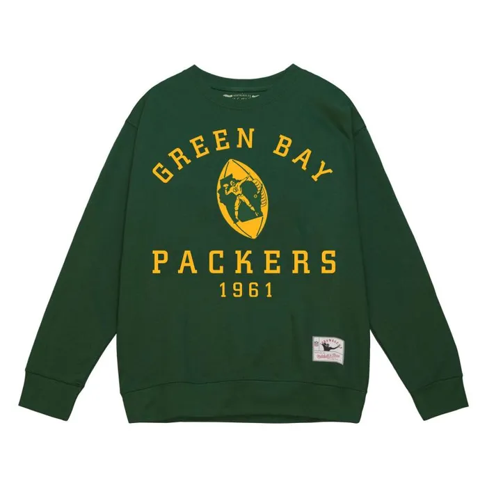 Hoodies and Sweatshirts Men Mitchell and Ness Team Basic 3 Crew Green Bay Packers