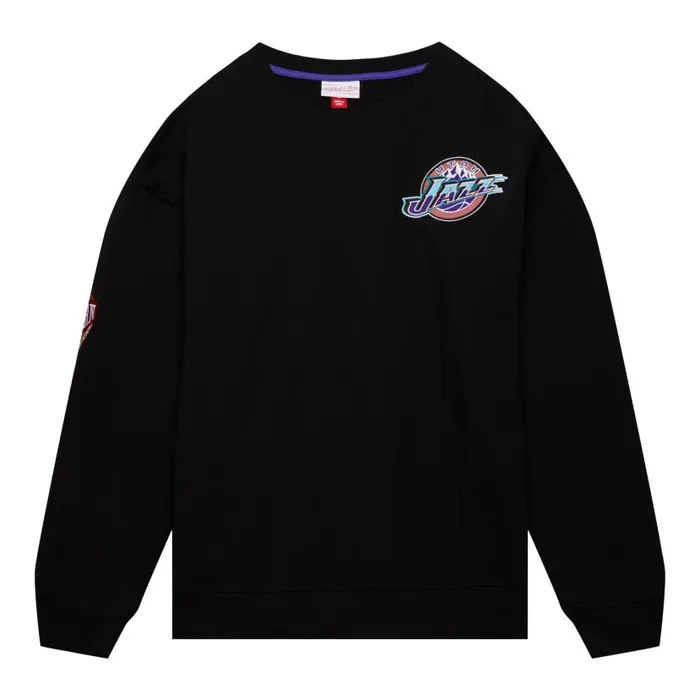 Hoodies and Sweatshirts Men Mitchell and Ness Team First Satin Fleece Crew Utah Jazz